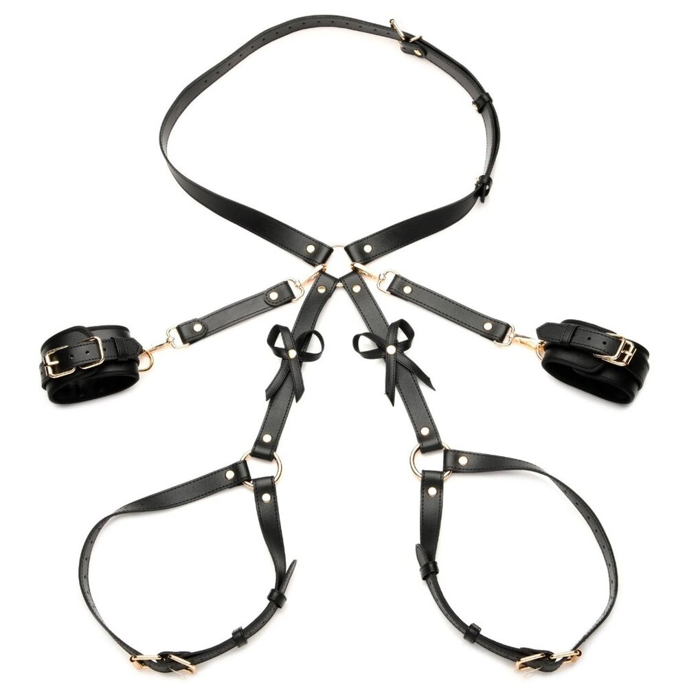 Strict Bondage Harness M-L Black Adjustable Vegan Leather w Wrist‎ Cuffs
